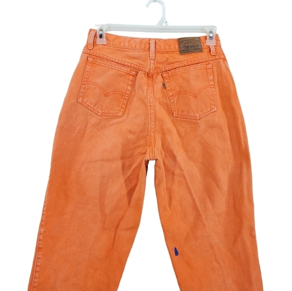 Vtg Levis 569 Orange Jeans Hi Rise Taper Crop Denim Ws 12 29x24 900 Series 12/92 - Picture 9 of 16